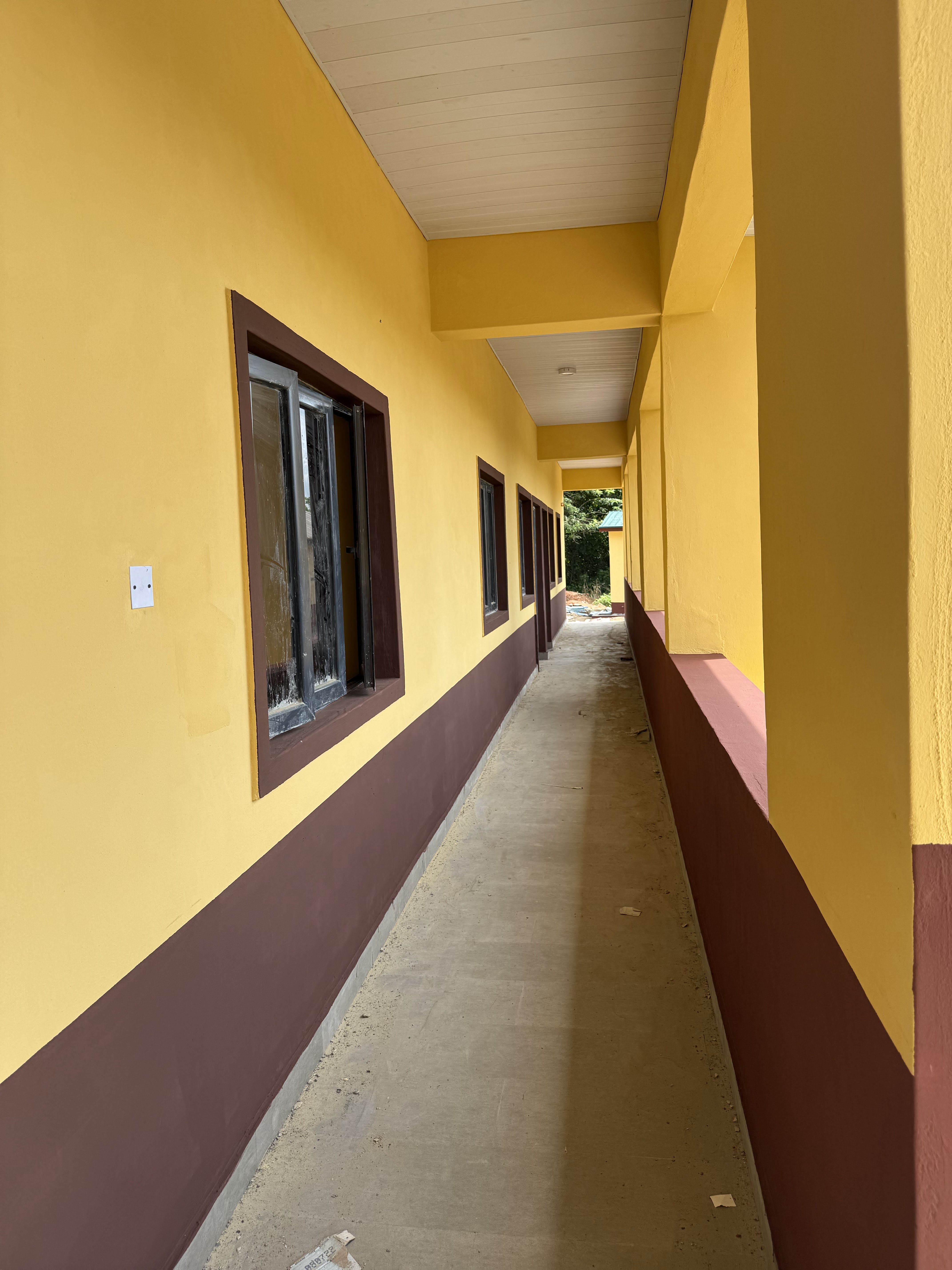 Covered verandah corridor of the new primary school block